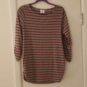 Gray and red maternity shirt